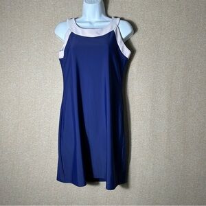 Jude Connally Mandy Dress Womens XS Blue Sleeveless Shift Stretch Resort Beach